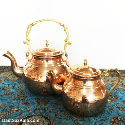 کتری و قوری مسی زنجان دسته برنجی کد SSH-25