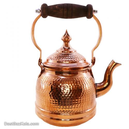 کتری و قوری مسی زنجان دسته چوبی کد SSH-26