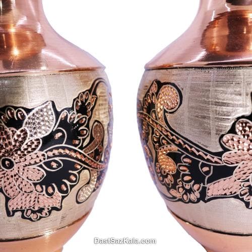 گلدان الماس تراش نقره کوب مدل شکمی 2 عددی کد MJ-103