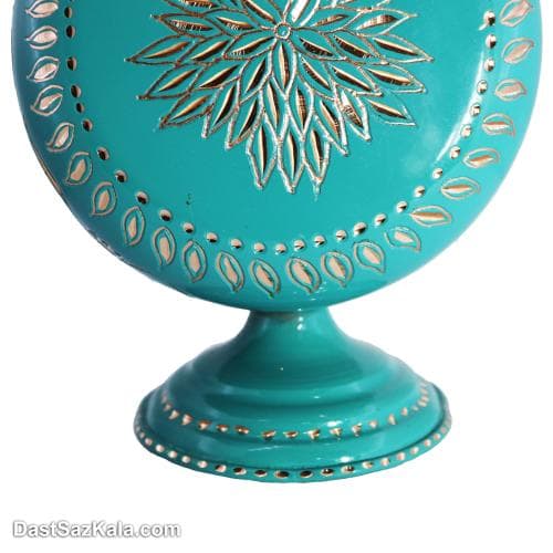 گلدان مسی الماس تراش فانتزی فیروزه ی کد MJ-106