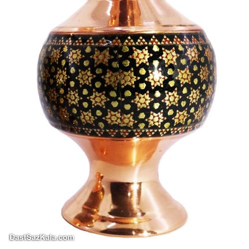 گلدان خاتم کاری مسی اصفهان 16 سانتی مدل گیلاسی کد MJ-92