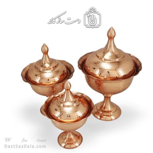 سرویس پذیرایی مسی درب دار 3 تیکه کد HSH-10