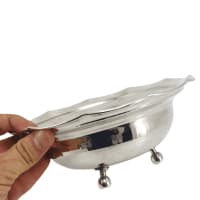 آجیل خوری مسی سفید سه پایه کوتاه جدید 25 سانتیمتری کد AH-93