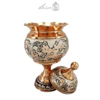 شکلات خوری مسی پایه دار نقره کوب کد MJ-118