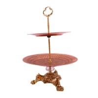 شیرینی خوری دو طبقه مسی زنجان پایه دار نگینی کد SHH-70