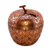 قندان مسی طرح سیب قلمزنی سایز کوچک 8 سانتیمتری کد SSH-44