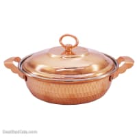 ماهیتابه درب دار مسی زنجان سایز 3 متوسط کد PA-34