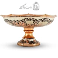 میوه خوری مسی پایه دار الماس تراش نقره کوب کد MJ-130