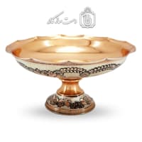میوه خوری مسی پایه دار الماس تراش نقره کوب کد MJ-130