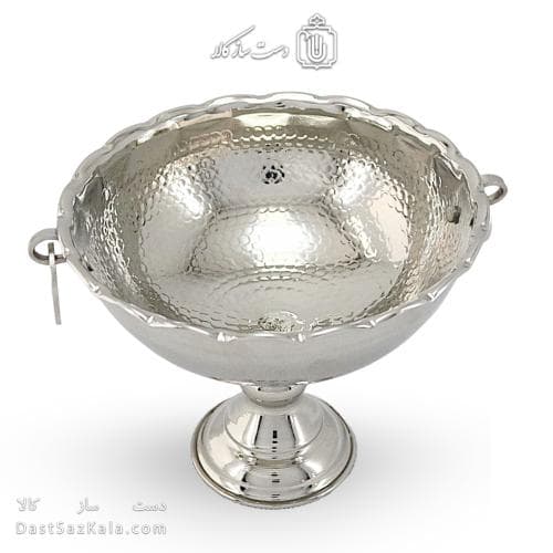 آجیل خوری مسی زنجان روکش سفید گوشواره ای 18سانتی کد AH-54