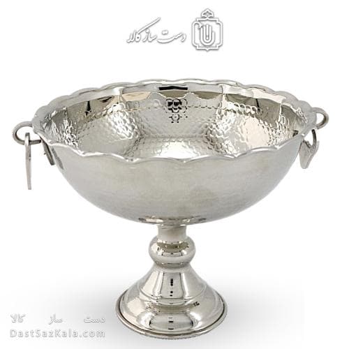 آجیل خوری مسی زنجان روکش سفید گوشواره ای 18سانتی کد AH-54