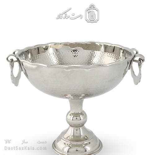 آجیل خوری مسی زنجان روکش سفید گوشواره ای 18سانتی کد AH-54