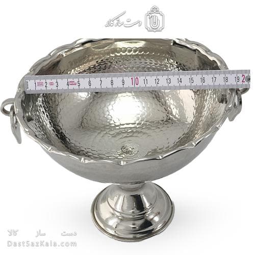 آجیل خوری مسی زنجان روکش سفید گوشواره ای 18سانتی کد AH-54