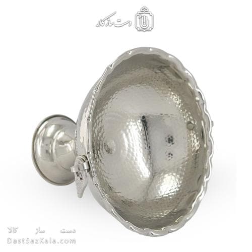 آجیل خوری مسی زنجان روکش سفید گوشواره ای 18سانتی کد AH-54