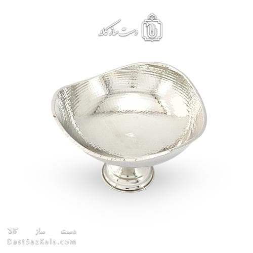 آجیل خوری مسی سفید روکش کروم مدل سه گوش 22 سانتی کد AH-29