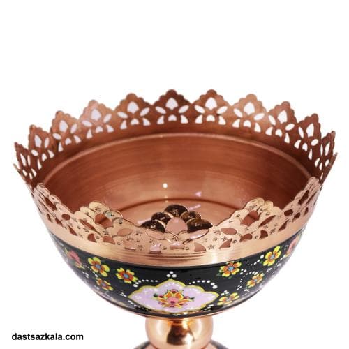 آجیل خوری میناکاری مس پرداز پایه دار نانو شده کد MJ-45