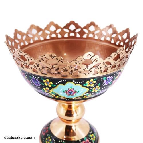 آجیل خوری پایه دار مسی میناکاری طرح پرداز نانو شده کد MJ-46
