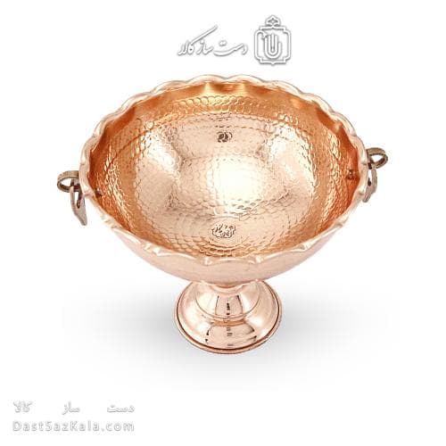 آجیل خوری مسی پایه دار مدل گوشواره ای قطر 18 سانتی کد AH-46