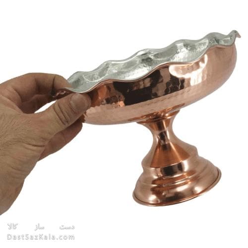 آجیل خوری مسی پایه دار چکشی قطر 20 سانتیمتری کد AH-102