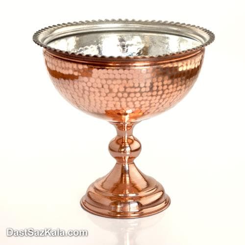 آجیل خوری مسی چکشی پایه دار بزرگ کد NZ-26