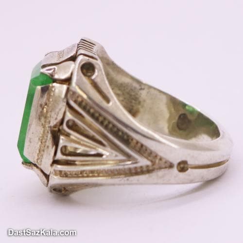 انگشتر زمرد اصل مردانه نیمه دست ساز با رکاب شیخ احمد RN-30