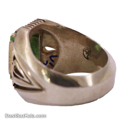 انگشتر زمرد مردانه اصل دست ساز با رکاب شیخ احمد تک اشک RN-29