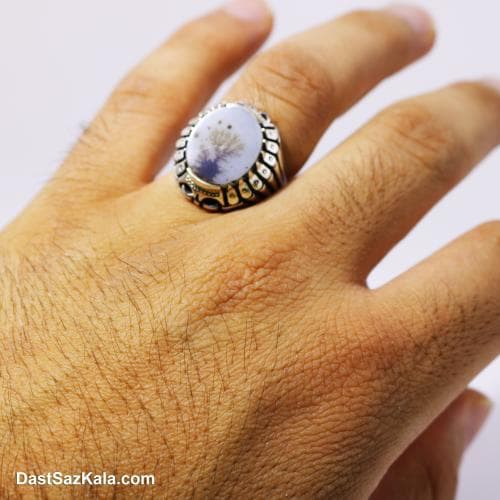 انگشتر نقره مردانه شجر اصل با رکاب ریخته تک درخت کد RN-20