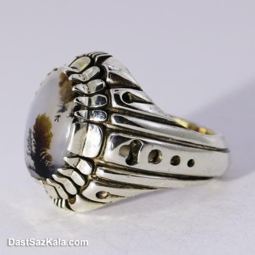 انگشتر نقره مردانه شجر اصل با رکاب ریخته درختی کد RN-21