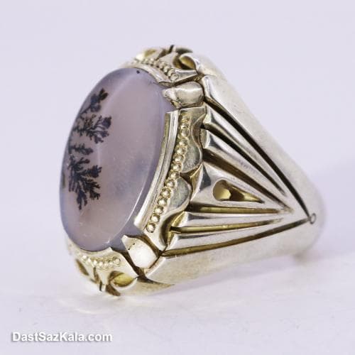 انگشتر نقره مردانه شجر اصل با رکاب شیخ احمد تک درخت کد RN-17