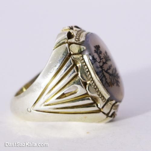 انگشتر نقره مردانه شجر اصل با رکاب شیخ احمد تک درخت کد RN-17