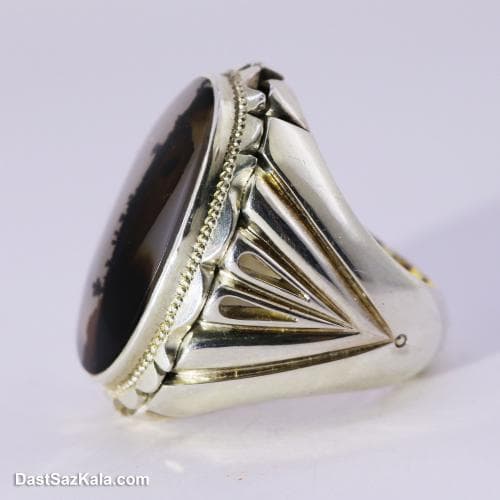 انگشتر نقره مردانه شجر اصل با رکاب شیخ احمد طرح منظره RN-11