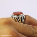 انگشتر عقیق یمنی مردانه اصل با رکاب شیخ احمد زنجانی کد RN-24