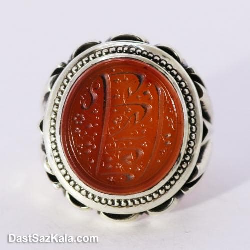 انگشتر عقیق یمنی مردانه اصل با رکاب شیخ احمد زنجانی کد RN-24