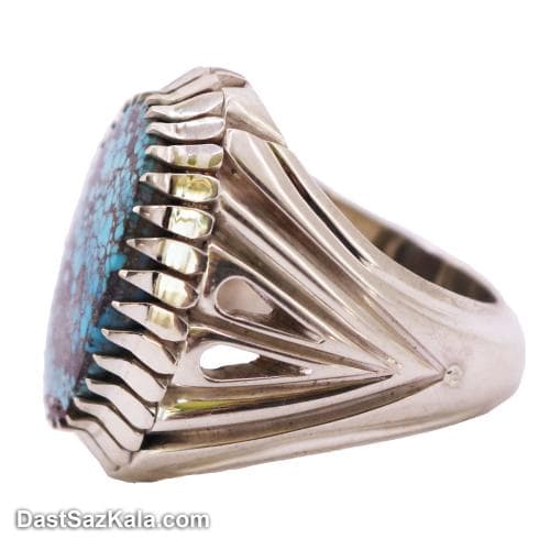 انگشتر فیروزه مردانه دست ساز با رکاب شیخ احمد دو اشک RN-28