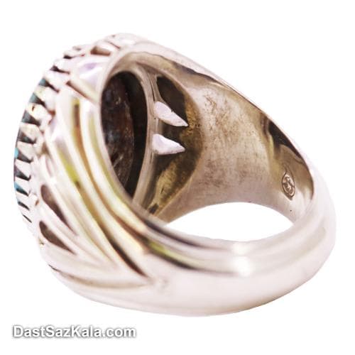انگشتر فیروزه مردانه دست ساز با رکاب شیخ احمد دو اشک RN-28