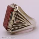 انگشتر مردانه عقیق سرخ خط دار با رکاب شیخ احمد تک اشک RN-40