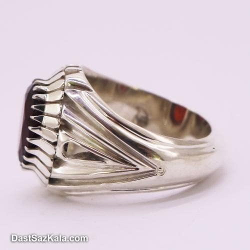 انگشتر مردانه گارنت سرخ با رکاب شیخ احمد تک اشک RN-32