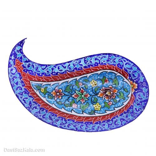 بشقاب بته جقه میناکاری مسی پایه دار دکوری کد LT-12