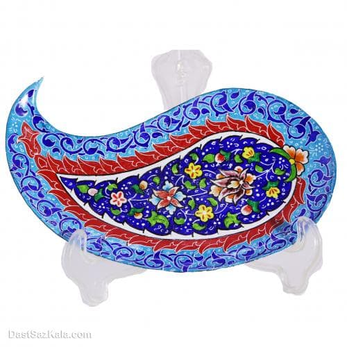 بشقاب میناکاری مسی دکوری طرح بته جقه کد LT-11