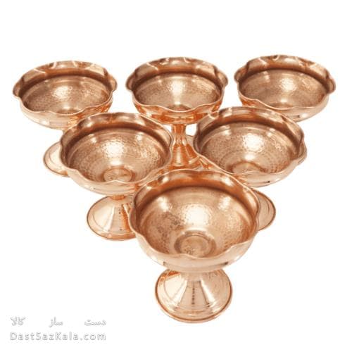 ست هفت سین و بستنی خوری مسی زنجان قطر 10سانتی 6 تایی AH-60