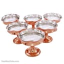 بستنی خوری مسی زنجان پایه دار مجموعه 6 عددی کد PA-48