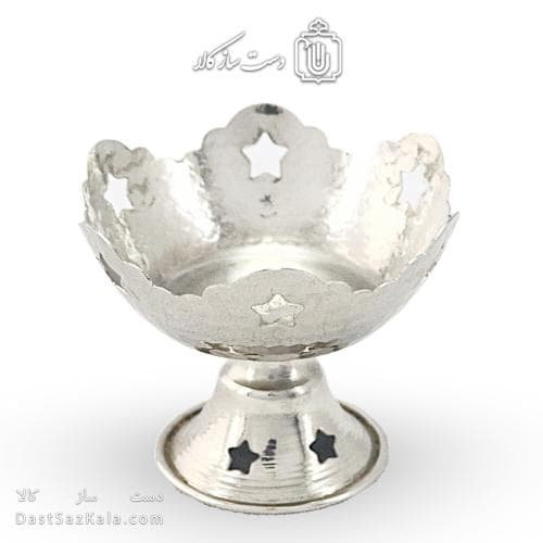 بستنی خوری مسی سفید زنجان مدل ستاره ای 8 سانتیمتری کد AH-63