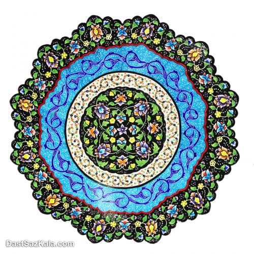 بشقاب دیوارکوب و شیرینی خوری میناکاری مسی 25 سانتی کد LT-24