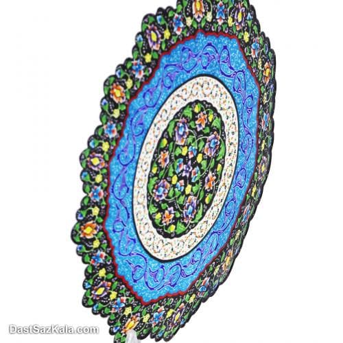 بشقاب دیوارکوب و شیرینی خوری میناکاری مسی 25 سانتی کد LT-24