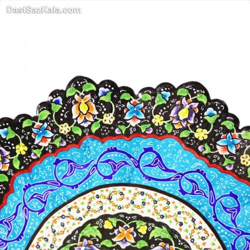 بشقاب دیوارکوب و شیرینی خوری میناکاری مسی 25 سانتی کد LT-24