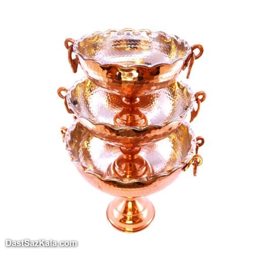 میوه خوری مسی پایه دار زنجان 5 عددی در 5 سایز کد SHH-80