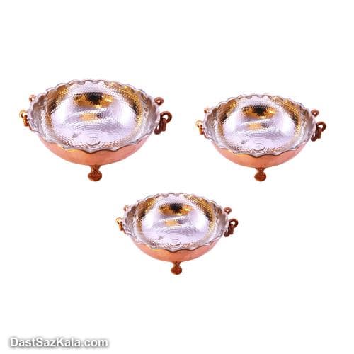 میوه خوری مسی سه پایه زنجان 3 عددی در 3 سایز کد SHH-84