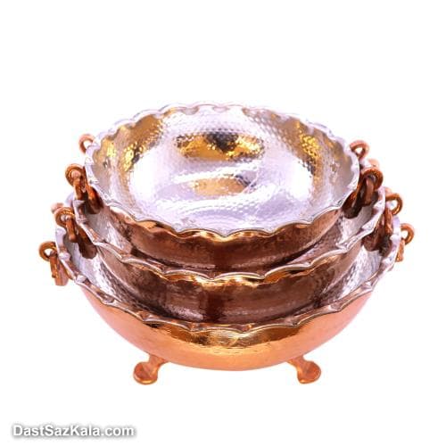 میوه خوری مسی سه پایه زنجان 3 عددی در 3 سایز کد SHH-84