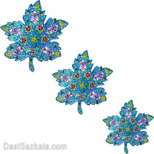 دیوارکوب میناکاری مسی طرح برگ مجموعه 3 عددی کد LT-18