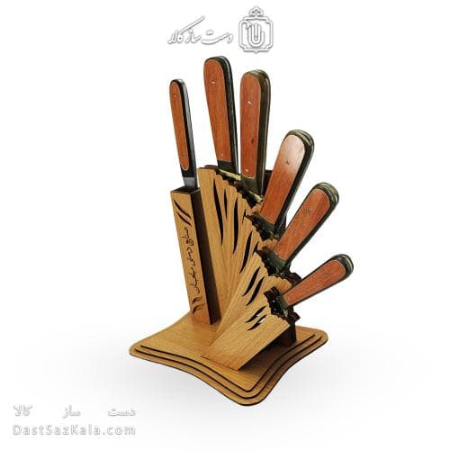 ست چاقوی آشپزخانه زنجان به همراه استند چوبی کد MS-14